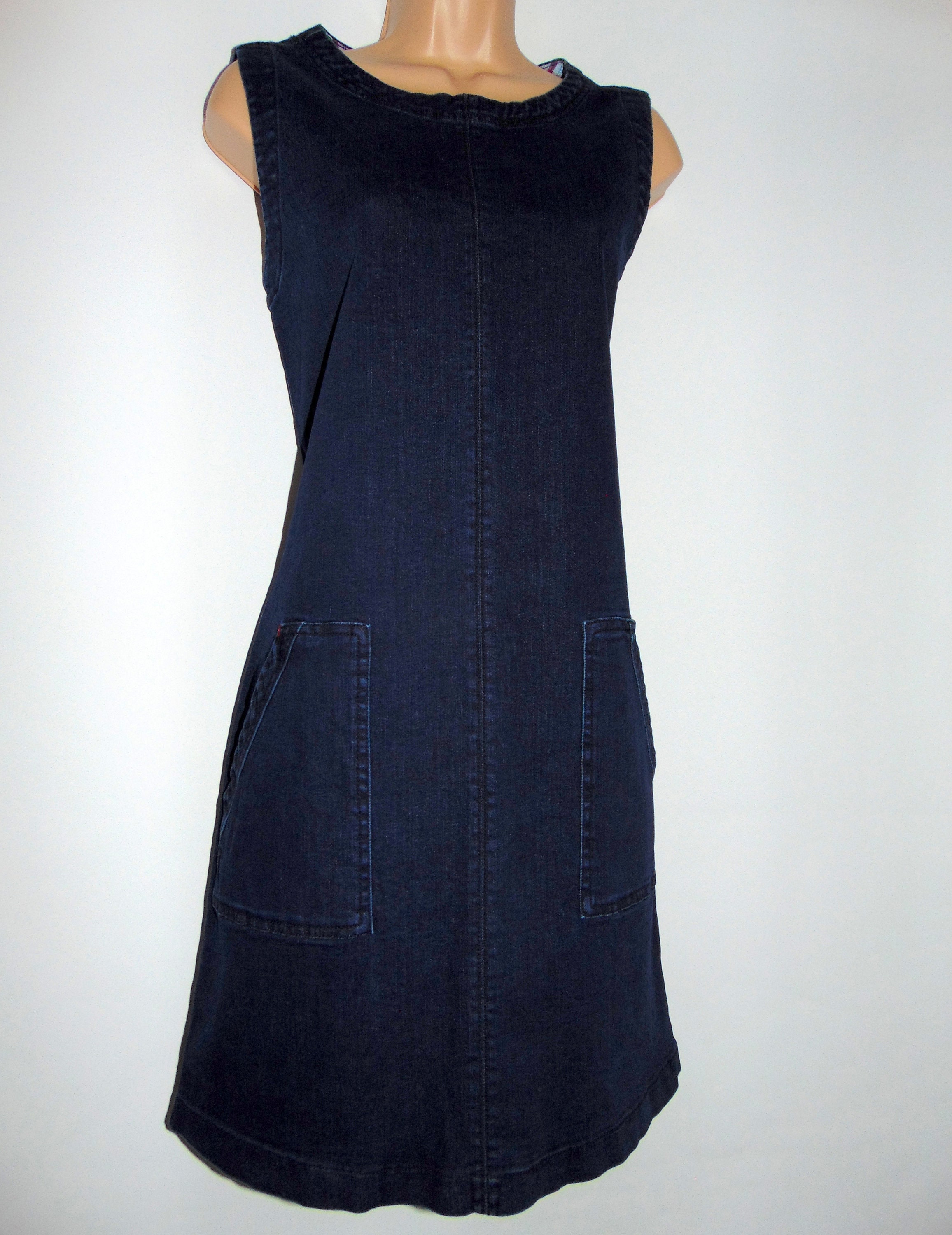 Laura Ashley Stretch Denim Pinafore Dress With Pockets Size - Etsy Norway