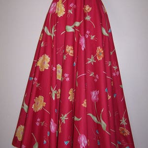 Laura Ashley vintage, unworn, reverie passion pink tulip flower, full circle skirt, size 8 UK image 2