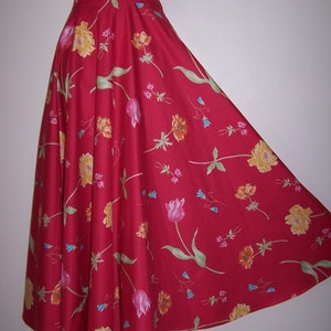 Laura Ashley vintage, unworn, reverie passion pink tulip flower, full circle skirt, size 8 UK image 5