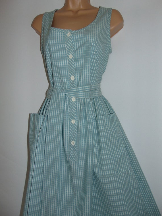 Laura Ashley Vintage Duck Egg/ White Check Cotton… - image 3