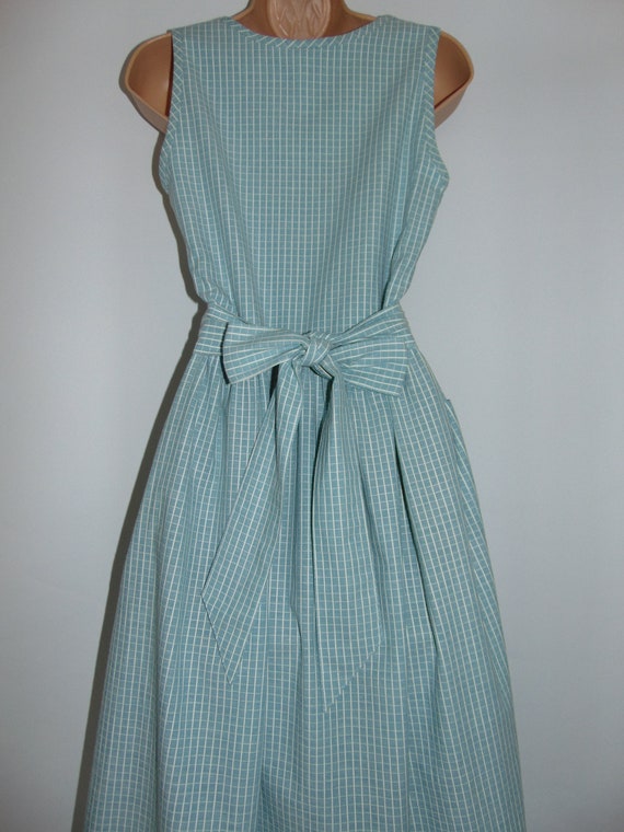 Laura Ashley Vintage Duck Egg/ White Check Cotton… - image 9