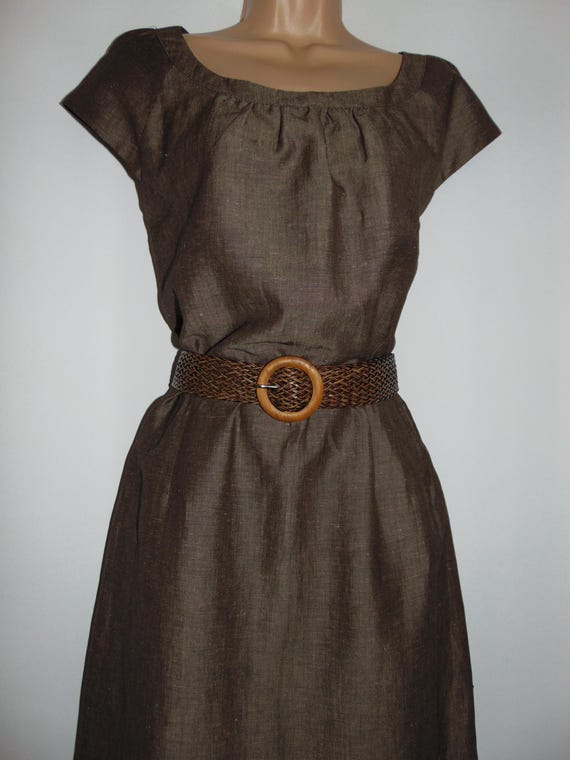 Laura Ashley Vintage Bronze Linen Blend Summer Shift Lined Dress, UK 12 -  Etsy Ireland