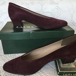 Laura Ashley Vintage Suede Leather Burdock Kitten Heel Pointed Court Shoes, Size Eu 39/38 UK 6/5