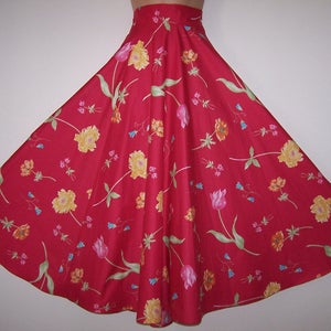 Laura Ashley vintage, unworn, reverie passion pink tulip flower, full circle skirt, size 8 UK image 7