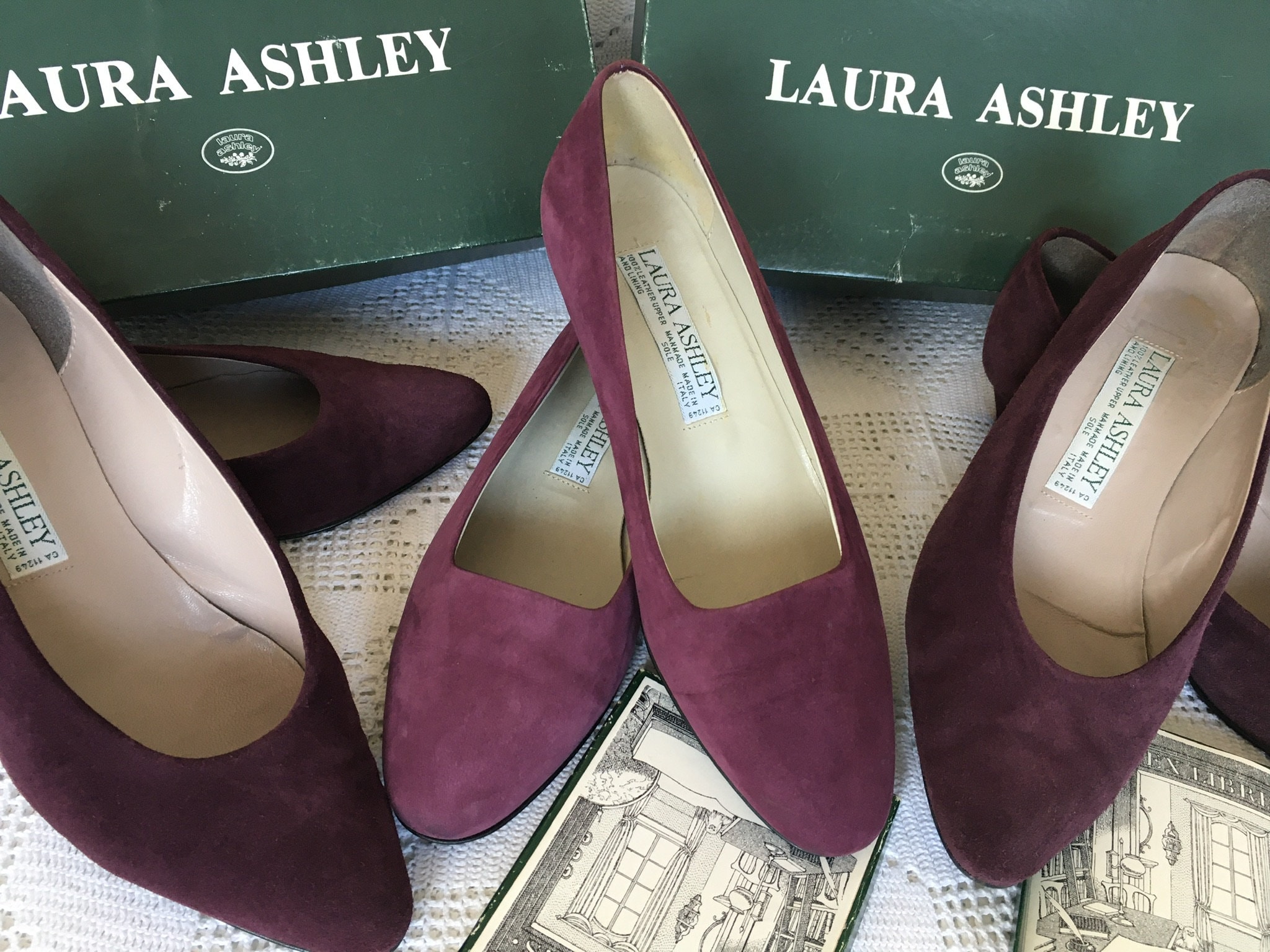 Embroidered Cof Suede Leather Pump Flat Ballerina New Shoes Womens Shoes Pumps Size EU 36 UK 3 Laura Ashley Vintage 