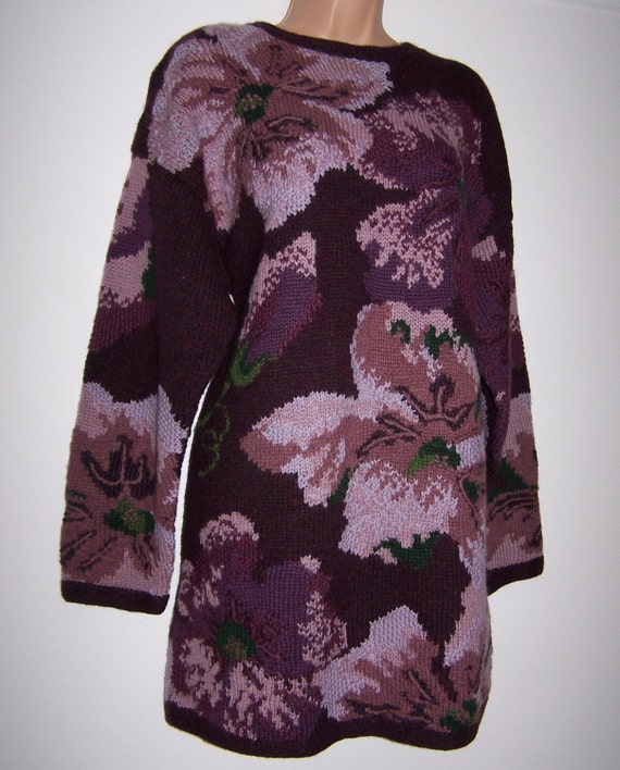 Laura Ashley Vintage, Hand Knitted Intarsia Flora… - image 3