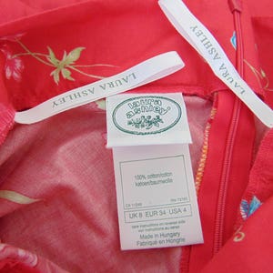 Laura Ashley vintage, unworn, reverie passion pink tulip flower, full circle skirt, size 8 UK image 10