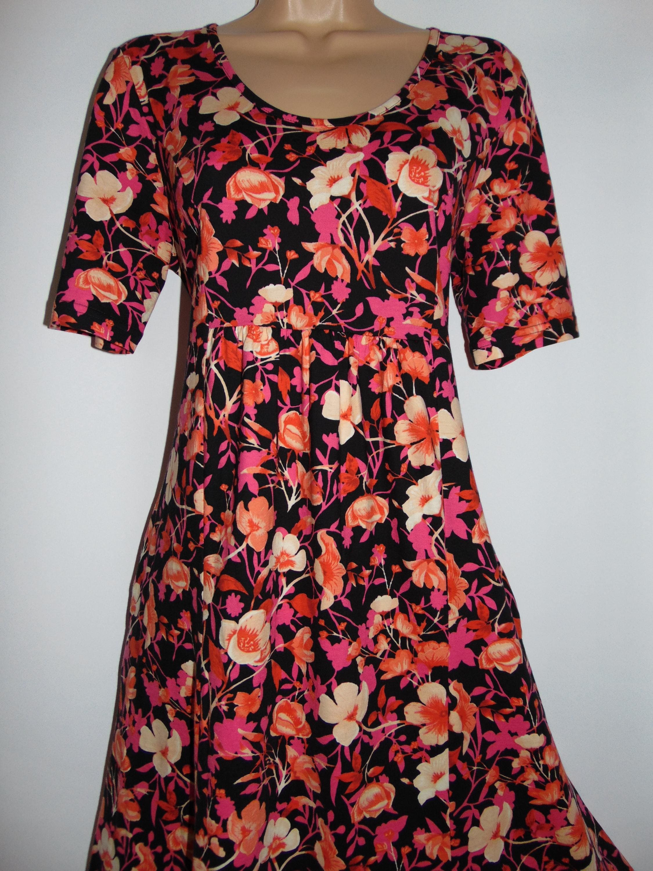 peter hahn green cotton dresses Peter Hahn Green Cotton Jersey Organic Cotton Autumn Floral Casual Dress,  UK 12, Discontinued
