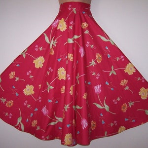 Laura Ashley vintage, unworn, reverie passion pink tulip flower, full circle skirt, size 8 UK image 9