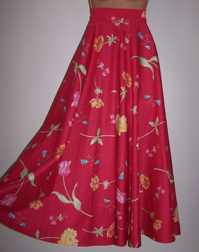 Laura Ashley vintage, unworn, reverie passion pink tulip flower, full circle skirt, size 8 UK image 3