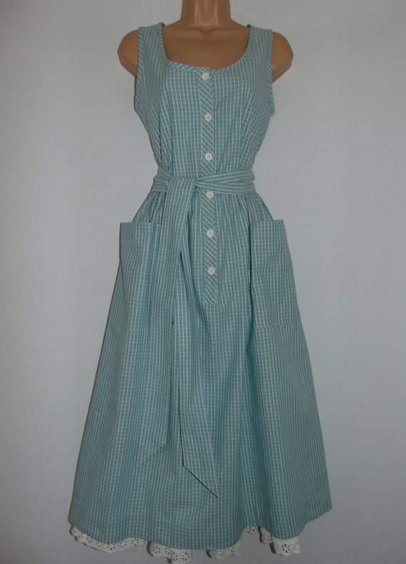 Laura Ashley Vintage Duck Egg/ White Check Cotton… - image 5