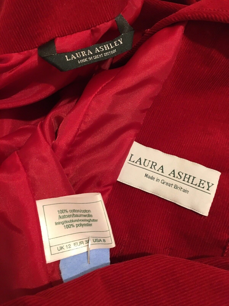 Laura Ashley Vintage Cranberry Red Needlecord Toggle Button Short ...