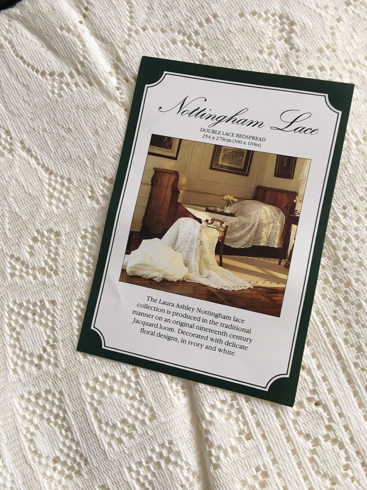 Laura Ashley Vintage Cotton Nottingham Lace Double Bedspread 100 X 110