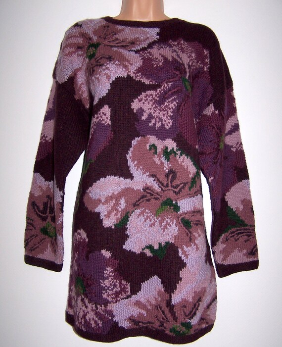 Laura Ashley Vintage, Hand Knitted Intarsia Flora… - image 2
