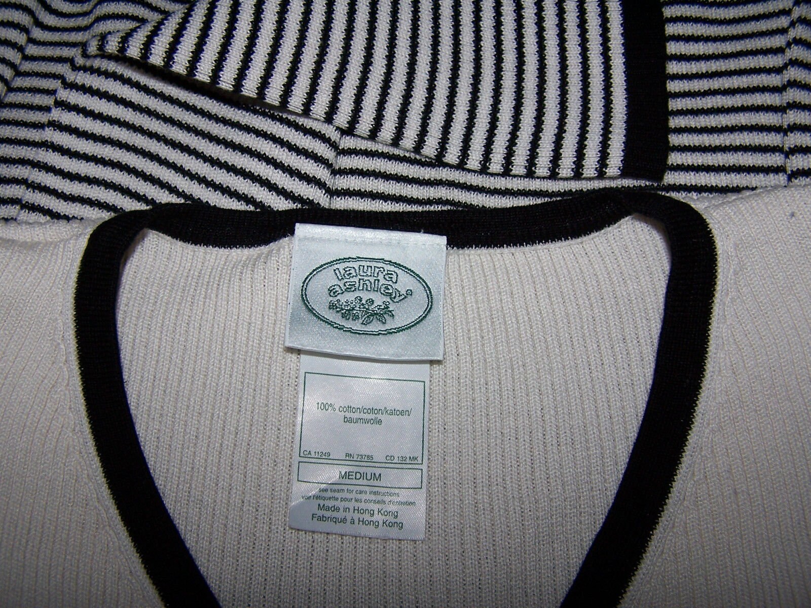 ローラ アシュレイ ヴィンテージ 未使用 リブ編み コットン ストライプ