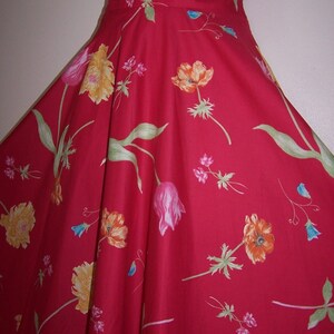 Laura Ashley vintage, unworn, reverie passion pink tulip flower, full circle skirt, size 8 UK image 4