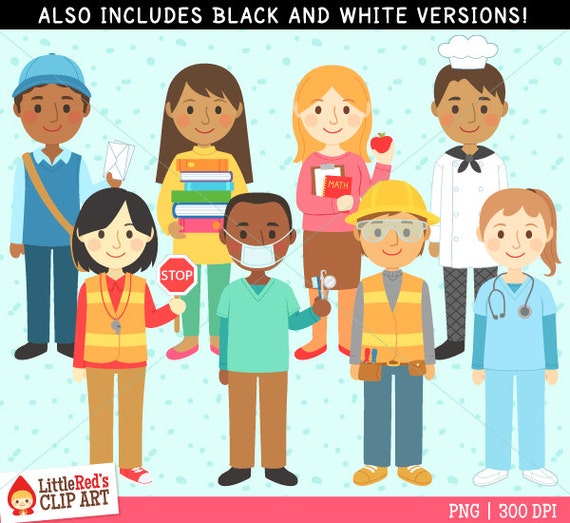 community helpers job clip art and line art set 1 personal all free job