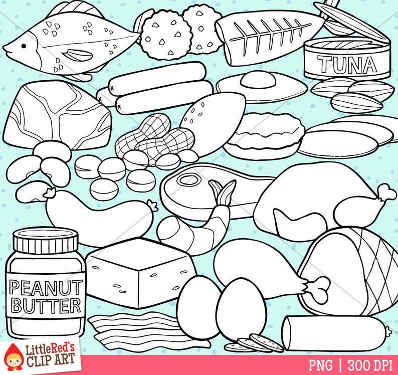 Meat and Alternatives Food Group Clip Art and Lineart | Etsy