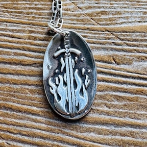 Flaming Sword Pendant, Stand Firm, Sword, Wax seal Jewelry