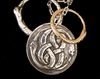 OUROBOROS Silver Pendant, Infinity Symbol, Snake Pendant, Wax Seal Jewelry