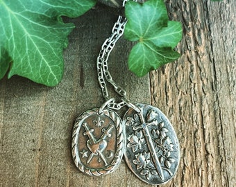 Sword Pendant, Fidelity Symbol, Silver Wax Seal Jewelry, Hand Crafted Meaningful Jewelry