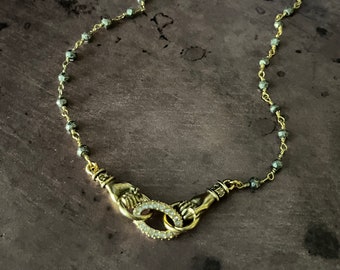 Hold Onto Hope Pyrite Necklace, Pyrite Rosary Necklace