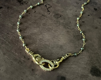 Hold Onto Hope Pyrite Necklace, Pyrite Rosary Necklace