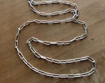 Silver Paperclip Link Necklace, Silver Paperclip Chain