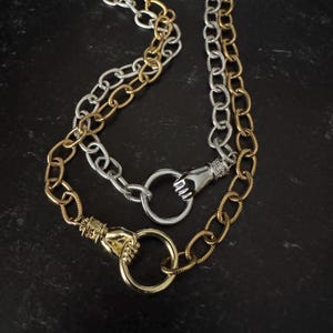 Festhalten an Halskette, Silber / Gold Hand Halskette
