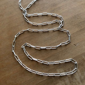 Silver Paperclip Link Necklace, Silver Paperclip Chain