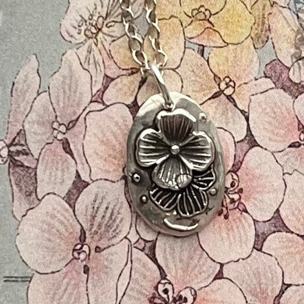 Pendentif de fleur, bijoux de pétale d'argent d'hortensia, bijoux de sceau de cire