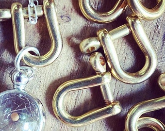 Solid Brass U Lock: Industrial Charm Holder, Necklace Clasp