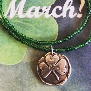CLOVER Leaf Silver Pendant, Three Leaf Clover, Wax Seal Pendant