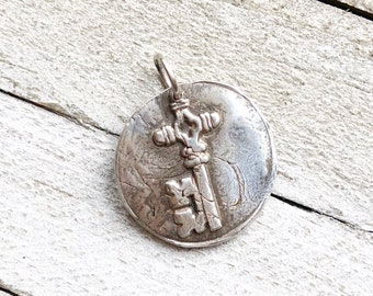 KEY Pendant in Fine Silver,  Wax seal Jewelry, Silver Key