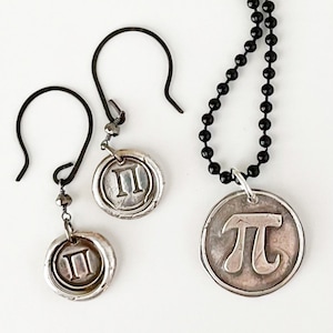PI Silber Anhänger, griechischer Buchstabe Schmuck, Wachssiegel Schmuck