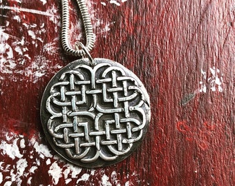 Celtic Knotted  Heart,  Silver Pendant, Wax Seal Pendant