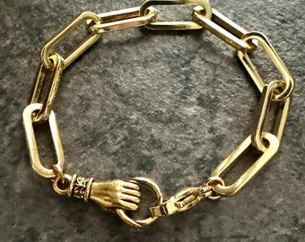 Hold Onto HOPE Bracelet, Grasping Hand Bracelet, HOPE Bracelet,  Gold Square Link Bracelet,