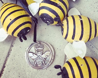 QUEEN BEE Pendant,  Bee Necklace, Queen of the Hive, Boss Gift