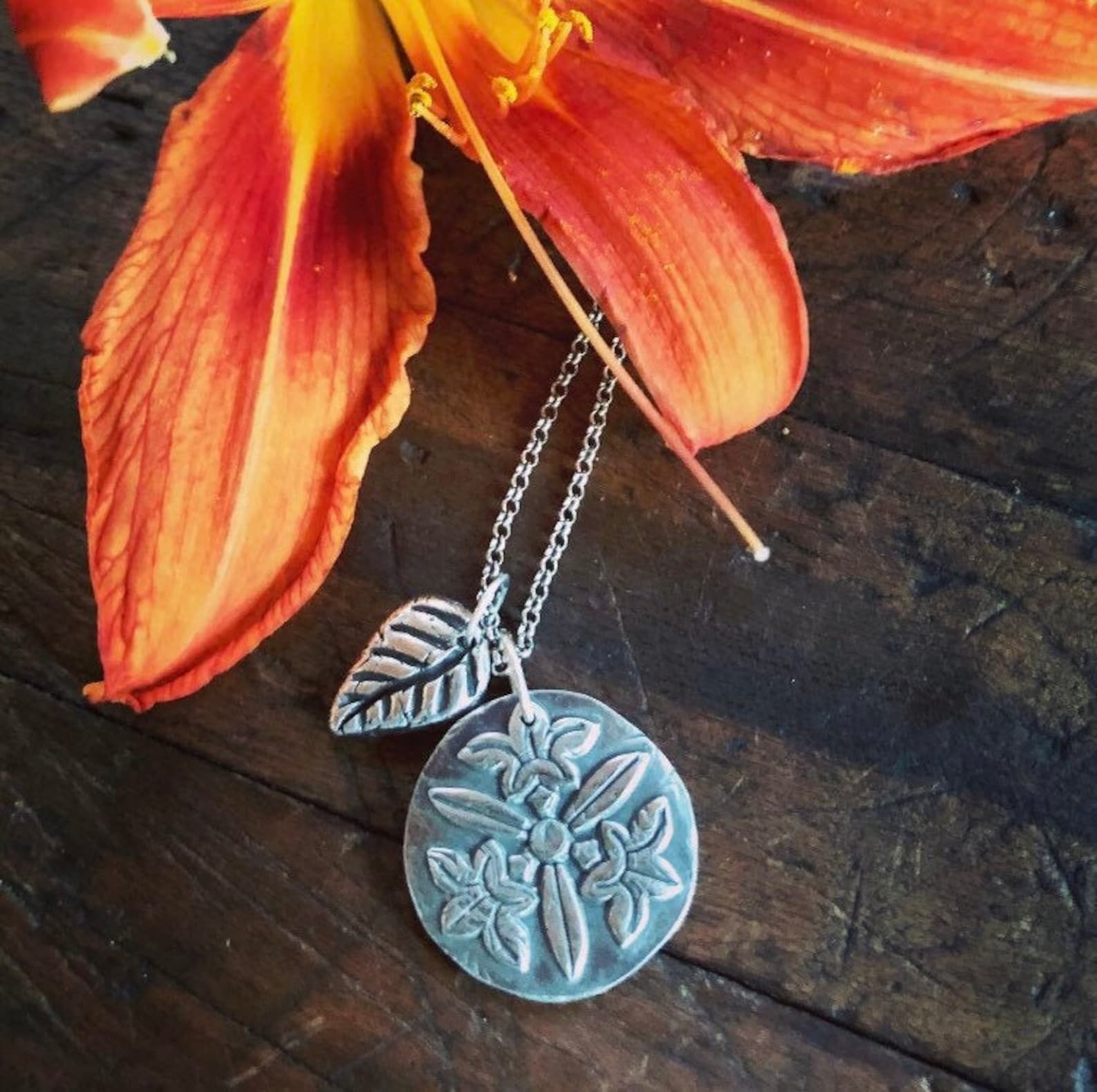 Flower Jewelry Lily Pendant / Faith Hope Charity Symbol Wax Etsy