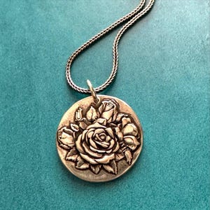 Roses Pendant, Silver Rose Jewelry, Wax Seal Jewelry