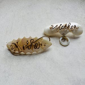 Vintage Mother of Pearl Brooch: &#39;Mother&#39; Shell Pin