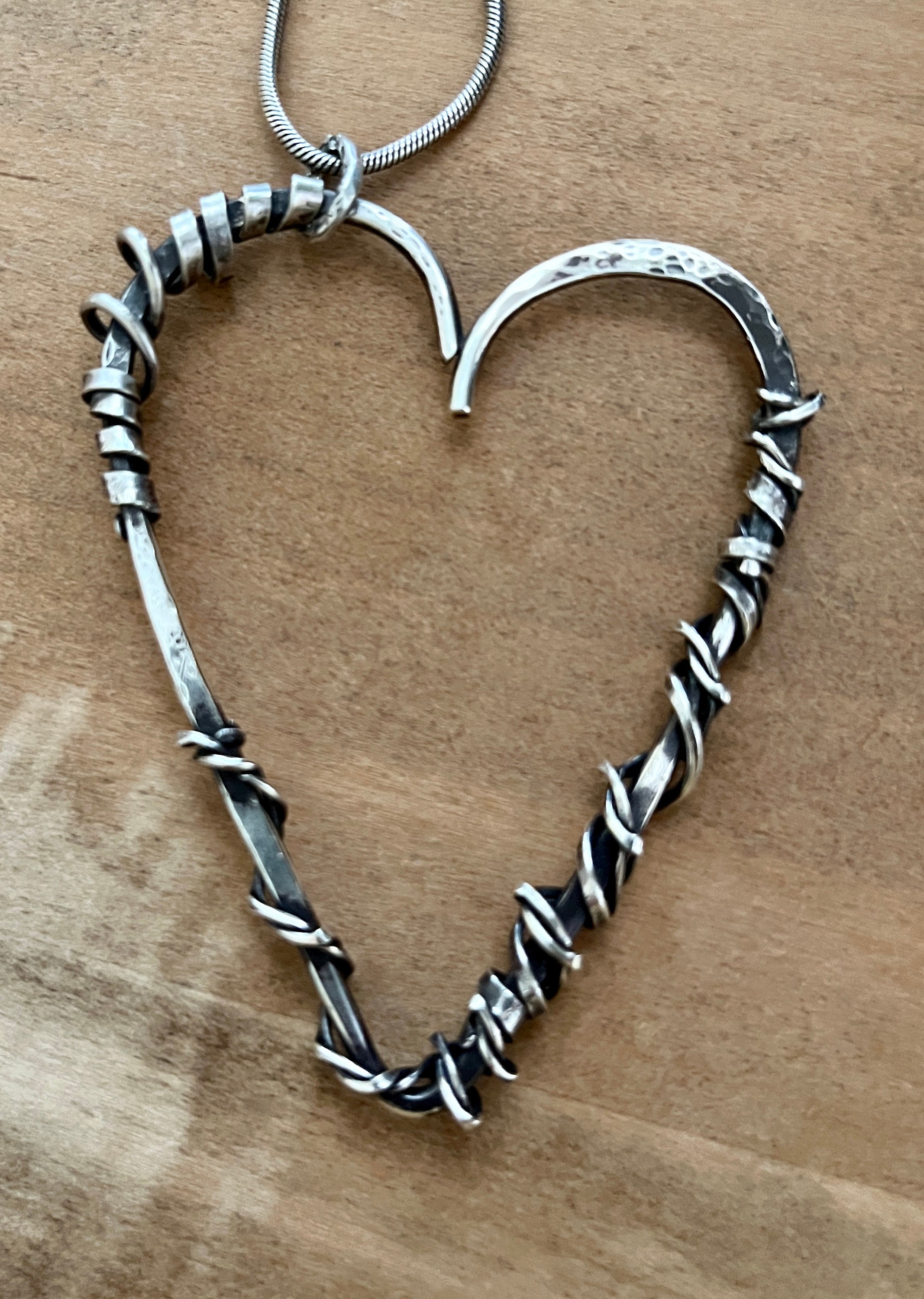 Sterling Silver Heart Necklace, Forged Silver Heart - Etsy Sterling Silver Heart Necklace, Forged Silver Heart - Etsy