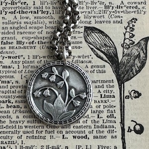 Silver Lily of the Valley Pendant, Wax Seal Jewelry
