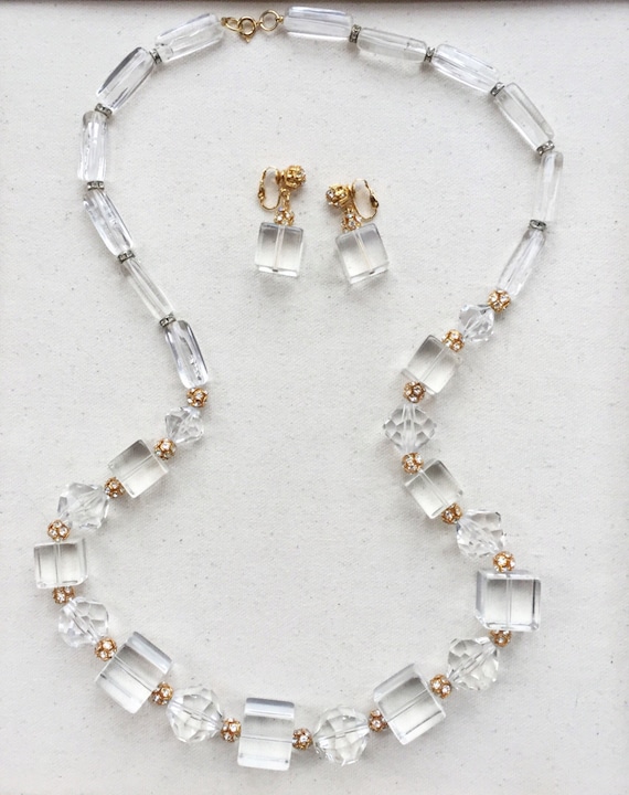 Mid-Century Lucite Necklace & Earrings