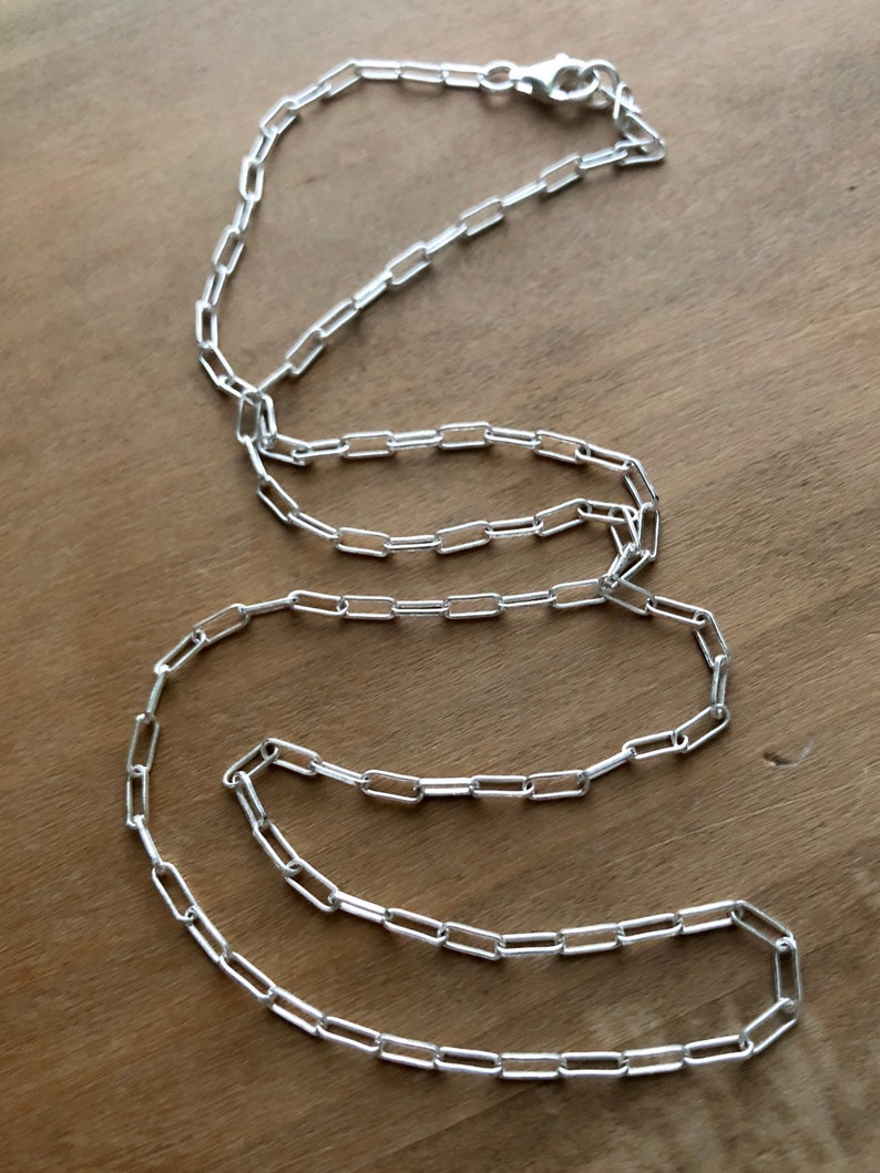 Sterling Silver Paperclip Link Necklace Paperclip Chain Etsy