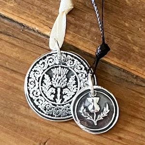Scottish THISTLE Silver Pendant, Wax Seal Jewelry, Meaningful Jewelry