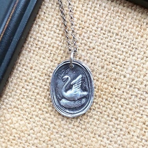 Silver SWAN Pendant, True Love, Fidelity Symbol, Wax Seal Pendant