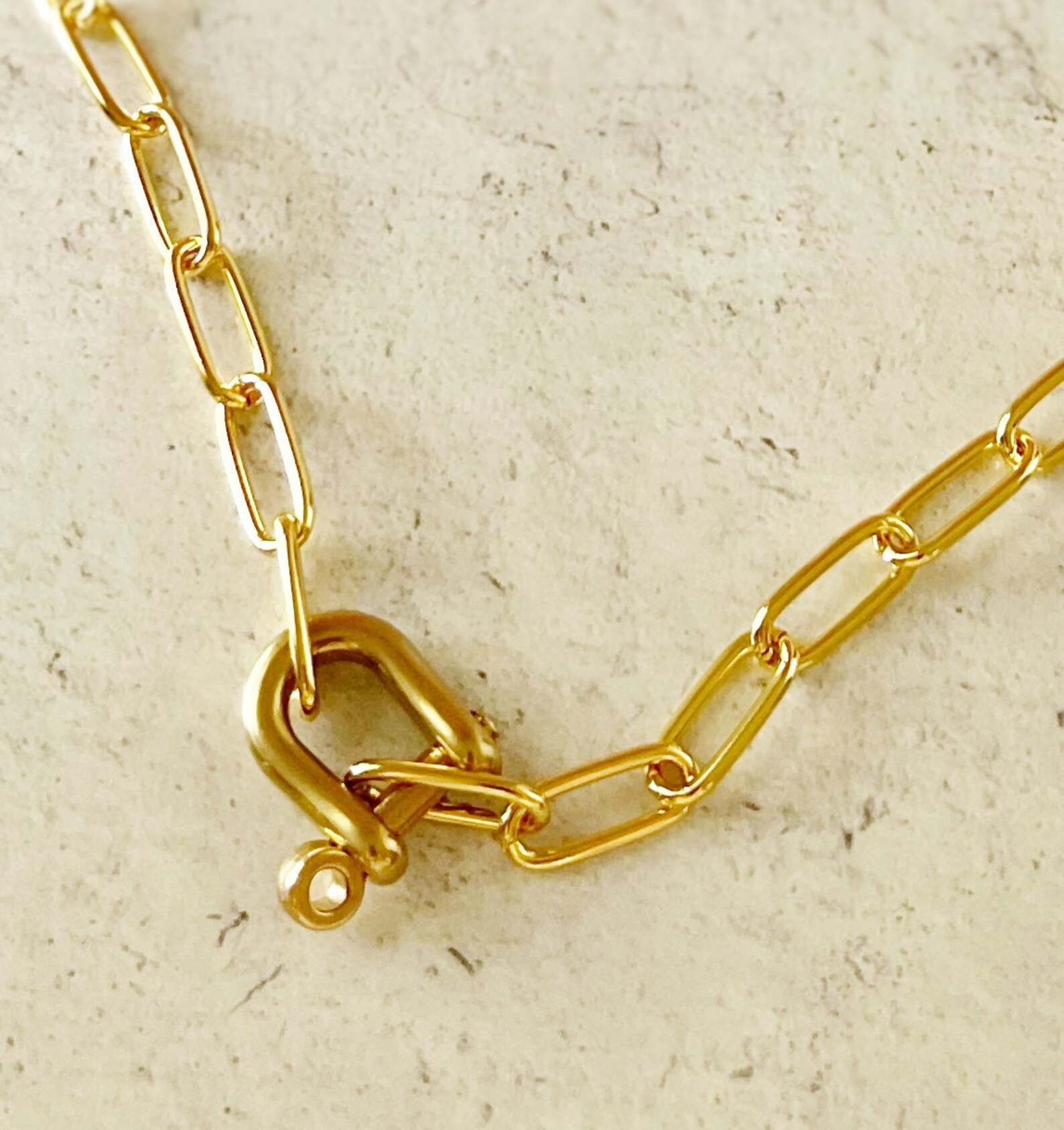 SHACKLE LOCK Necklace Paperclip Link Necklace Etsy