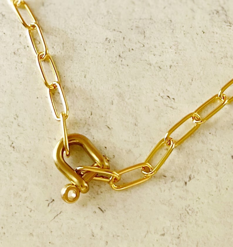 SHACKLE LOCK Necklace Paperclip Link Necklace Etsy