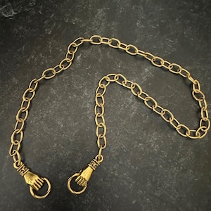 Hold on to HOPE Necklace, Hand Charm Holder, Open End Necklace, Gold and Silver Layering Jewelry